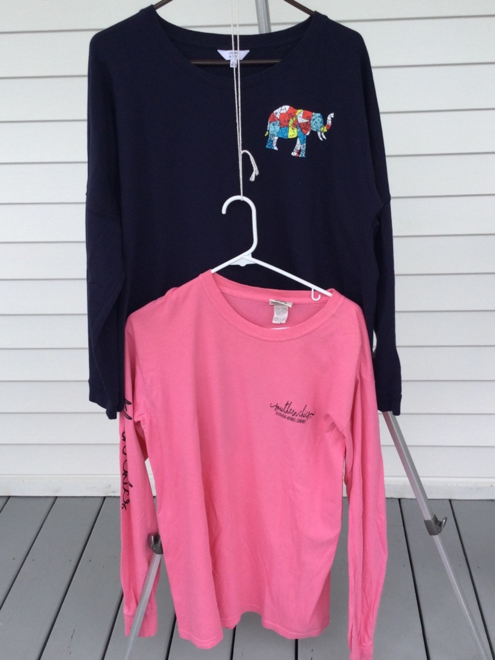 2 Long Sleeve T-Shirts, Crown & Ivy Navy Blue, XL & Southern Chics, Medium